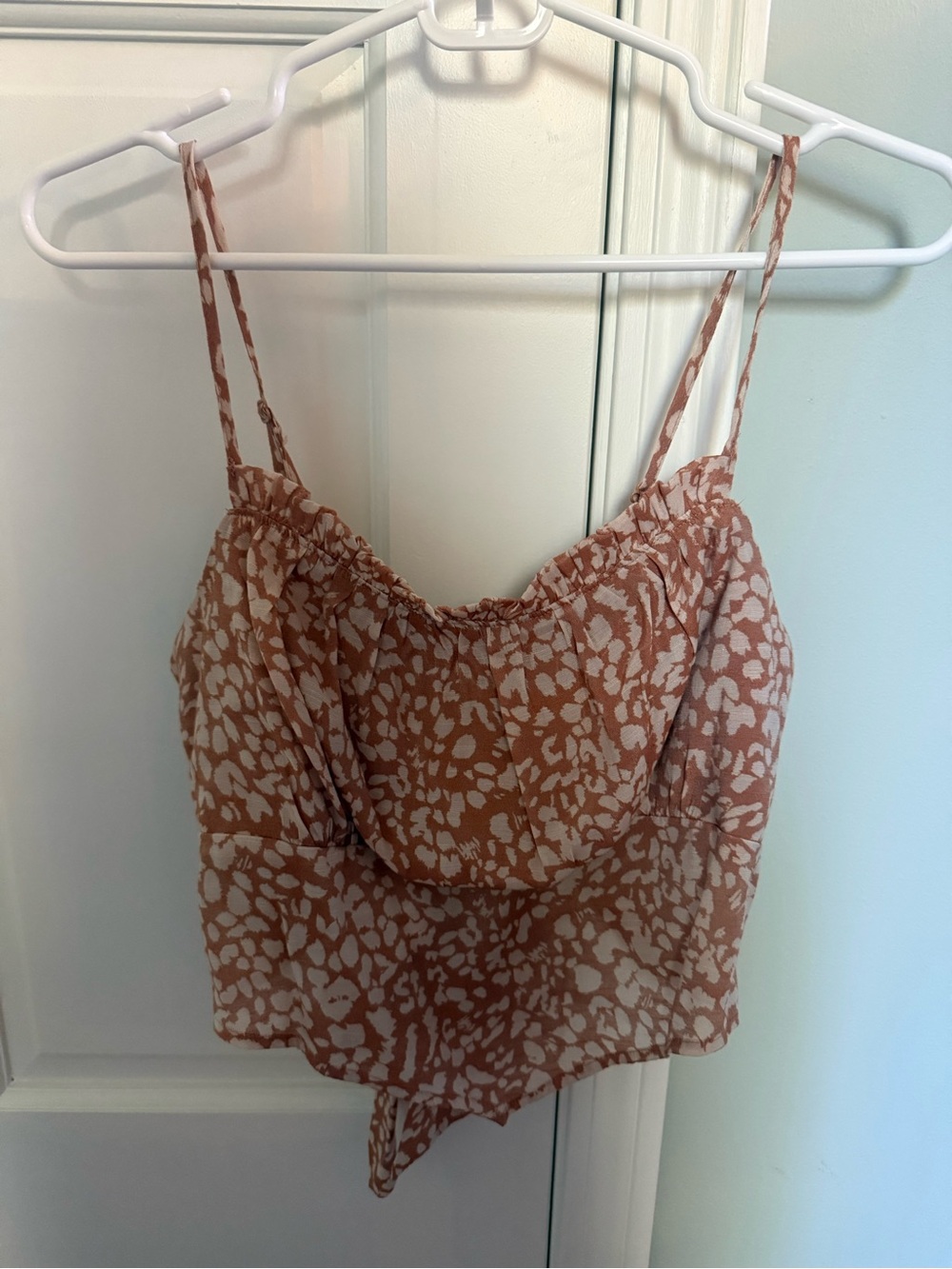 Lily Star Blush and Cream Printed Spaghetti Strap Tie-Back Top